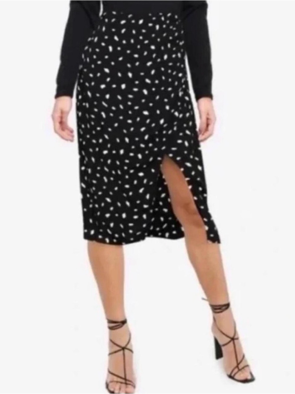 Abercrombie and Fitch Sz M Ruched Polka Dot Midi Skirt